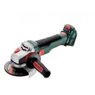 Ρυθμιζόμενος γωνιακός τροχός μπαταρίας χωρίς ψύκτρες: ο πιο ισχυρός στην κατηγορία του, τόσο ισχυρός όσο ένα εργαλείο που τροφοδοτείται από 1.500 Watt Κινητήρας Brushless χωρίς ανάγκη σέρβις για υψηλή απόδοση Ρύθμιση ταχύτητας με τροχό στον αντίχειρα για εργασία σε υλικά που απαιτούν προσαρμοσμένες ταχύτητες και σε ταχύτητες που παραμένουν σταθερές υπό φορτίο Σύστημα γρήγορης στάσης: Ο δίσκος σταματά εντός 1,5 δευτερολέπτου μετά την απενεργοποίηση Σύστημα M-Quick για αλλαγή δίσκου χωρίς εργαλεία με το πάτημα ενός κουμπιού Ρυθμιζόμενος προφυλακτήρας χωρίς εργαλεία. Ανθεκτικός στη συστροφή Η μπαταρία μπορεί να περιστραφεί σε 90° μοίρες για βέλτιστη εργονομία σε οποιαδήποτε θέση εργασίας Αυτόματος μηχανικός συμπλέκτης ασφαλείας Metabo S: μειώνει το κλώτσημα αν ο δίσκος σταματήσει απροσδόκητα Ηλεκτρονική προστασία υπερφόρτωσης, προστασία ομαλής εκκίνησης και επανεκκίνησης Αφαιρούμενο φίλτρο σκόνης για προστασία έναντι διείσδυσης σωματιδίων Περιεχόμενα συσκευασίας Πλαϊνή λαβή Metabo VibraTech (MVT) Φίλτρο σκόνης Εσωτερική φλάντζα στήριξης Παξιμάδι στερέωσης M-Quick Δεν περιλαμβάνει μπαταρία και φορτιστή