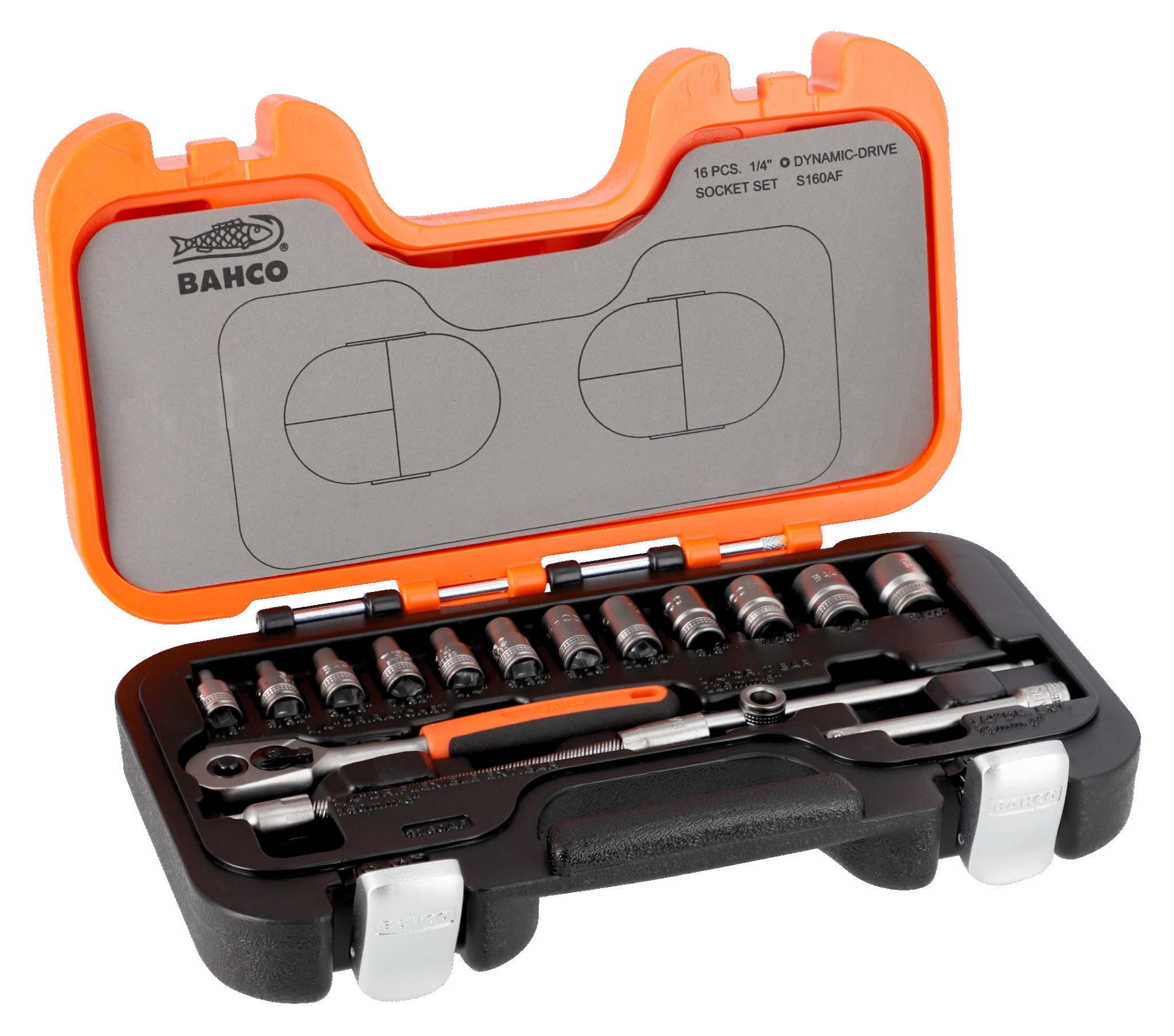 BAHCO S160AF 1/4" ΣΕΤ ΜΕ ΚΑΡΥΔΑΚΙΑ ΣΕ ΙΝΤΣΕΣ 16 ΤΕΜΑΧΙΩΝ
