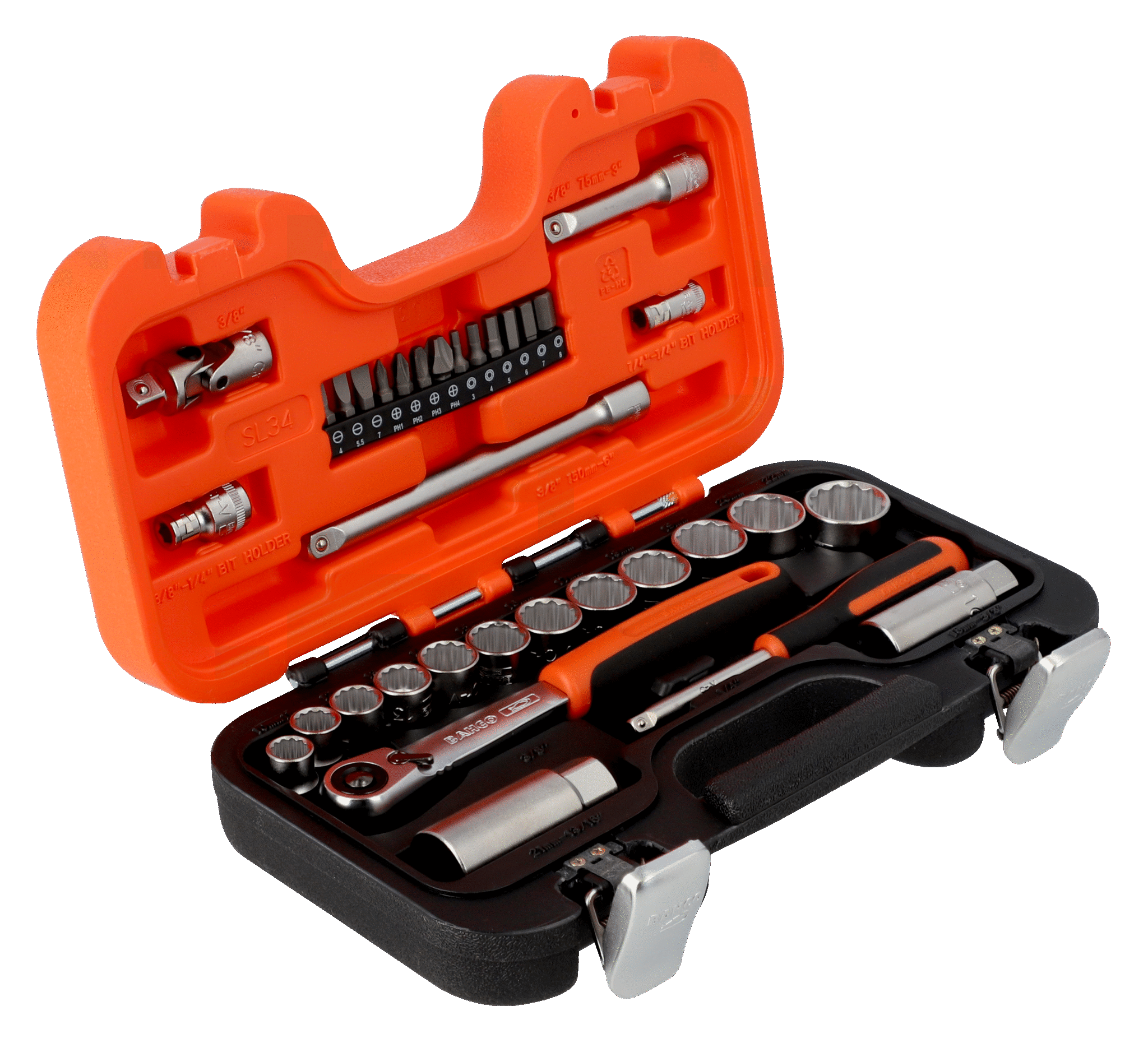 BAHCO SL34 ΣΕΤ ΜΕ ΚΑΡΥΔΑΚΙΑ 34 ΤΕΜΑΧΙΩΝ 3/8'' ΜΕ ΛΕΠΤΗ ΚΑΣΤΑΝΙΑ